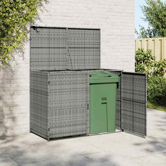 Copribidone Rifiuti Doppio in Polyrattan Antracite 148x77x111cm