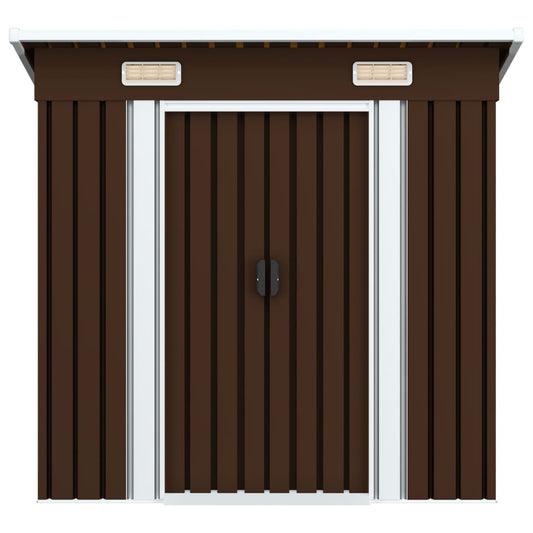 Capanno Attrezzi da Giardino Marrone 194x121x181 cm in Acciaio