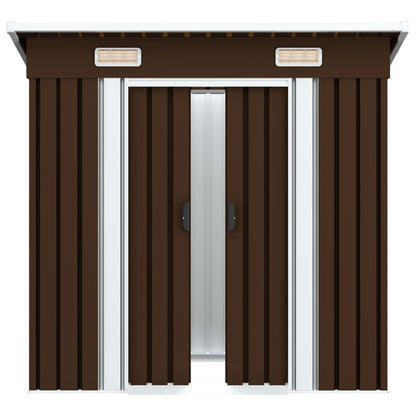 Capanno Attrezzi da Giardino Marrone 194x121x181 cm in Acciaio