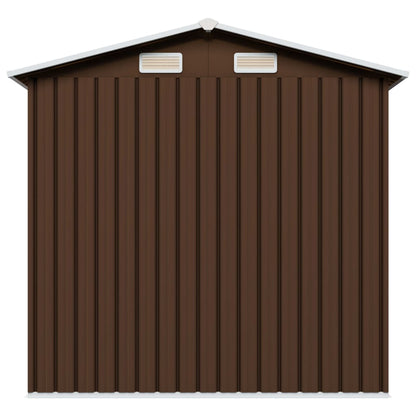 Capanno Attrezzi da Giardino Marrone 204x132x186 cm in Acciaio