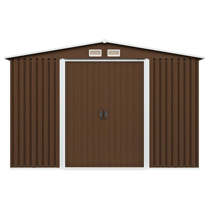 Capanno Attrezzi da Giardino Marrone 257x205x178 cm in Acciaio