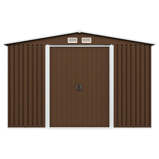 Capanno Attrezzi da Giardino Marrone 257x205x178 cm in Acciaio