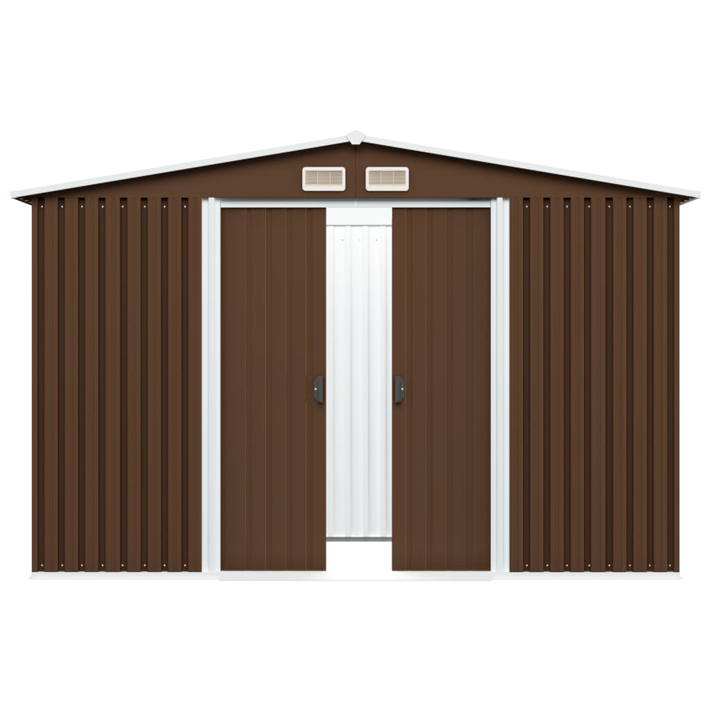 Capanno Attrezzi da Giardino Marrone 257x205x178 cm in Acciaio