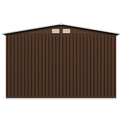 Capanno Attrezzi da Giardino Marrone 257x205x178 cm in Acciaio