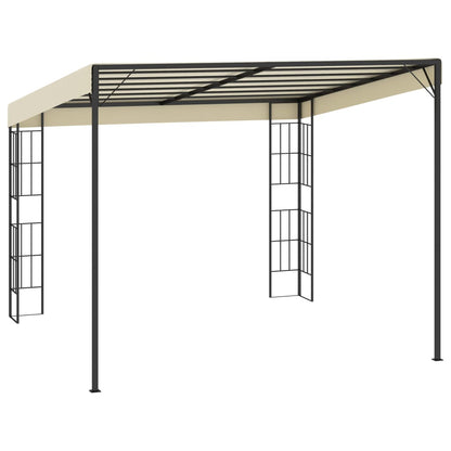 Gazebo a Parete 3x3 m Crema in Tessuto