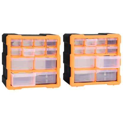 Mobili Contenitori con 12 Cassetti 2 pz 26,5x16x26 cm