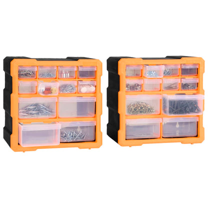 Mobili Contenitori con 12 Cassetti 2 pz 26,5x16x26 cm