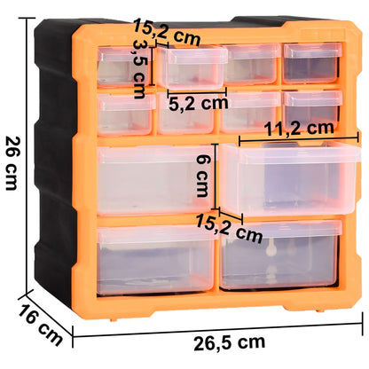 Mobili Contenitori con 12 Cassetti 2 pz 26,5x16x26 cm