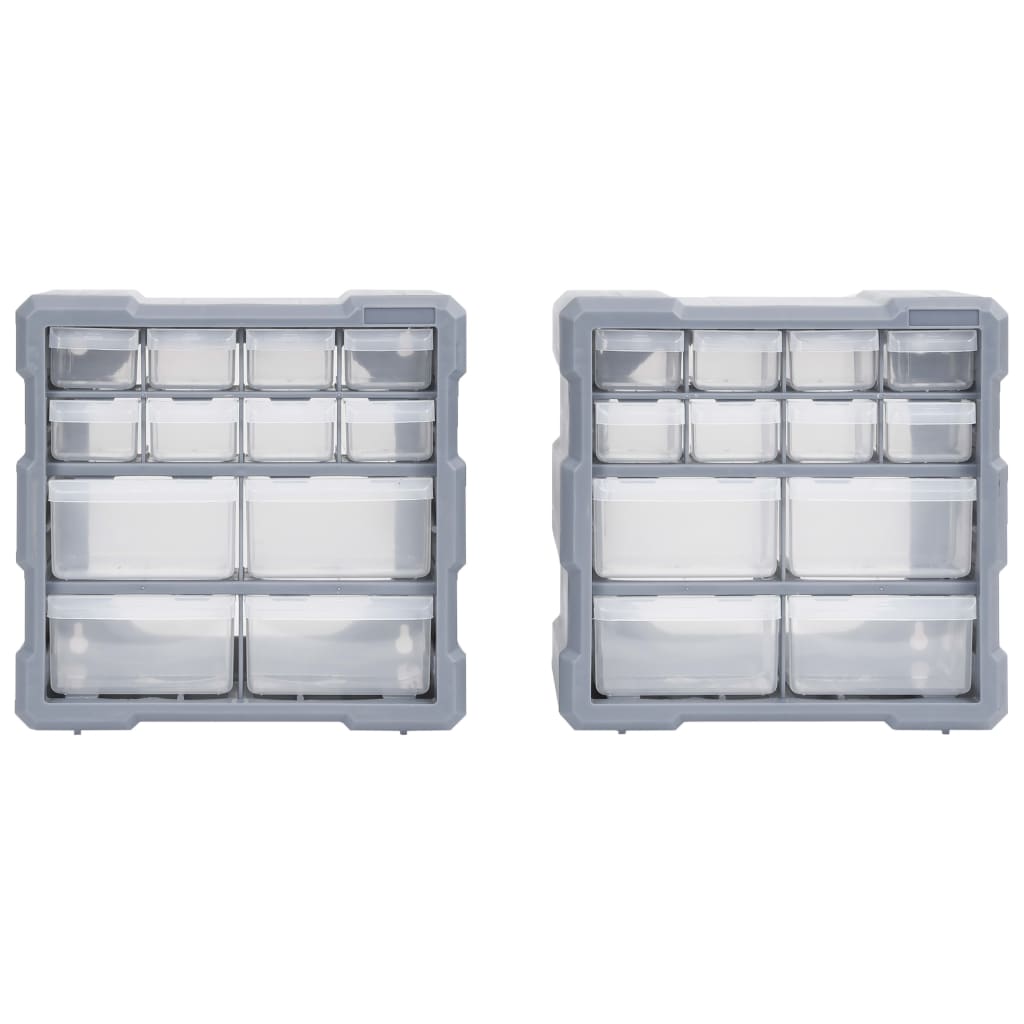 Mobili Contenitori con 12 Cassetti 2 pz 26,5x16x26 cm