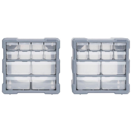 Mobili Contenitori con 12 Cassetti 2 pz 26,5x16x26 cm
