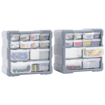 Mobili Contenitori con 12 Cassetti 2 pz 26,5x16x26 cm