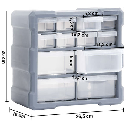Mobili Contenitori con 12 Cassetti 2 pz 26,5x16x26 cm