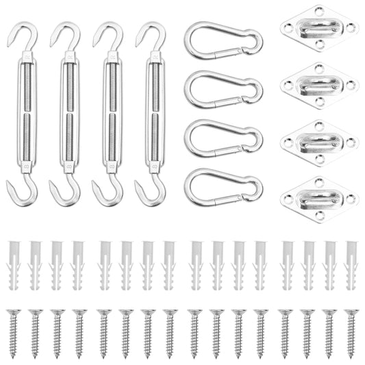 Set Accessori per Vela Parasole 12 pz in Acciaio Inossidabile