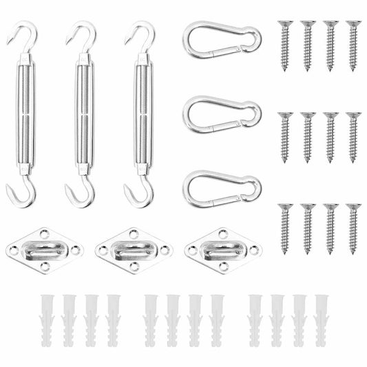 Set Accessori per Vela Parasole 9 pz in Acciaio Inossidabile