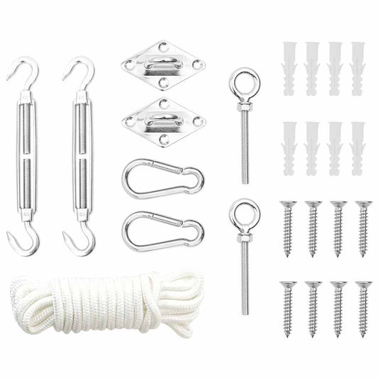 Set Accessori per Vela Parasole 9 pz in Acciaio Inossidabile