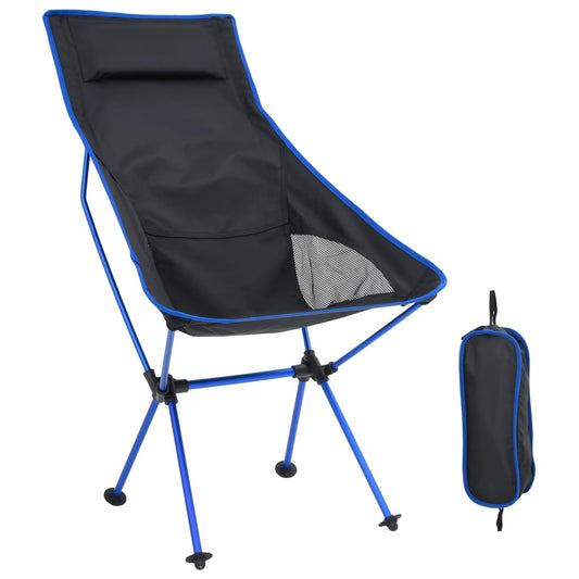 Sedia da Campeggio Pieghevole PVC e Acciaio Nero