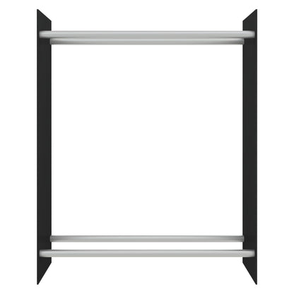 Porta Legna Nero 80x35x100 cm in Vetro Temperato