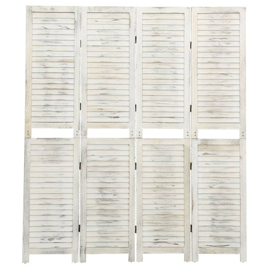 Divisorio a 4 Pannelli Bianco Antico 140x165 cm in Legno