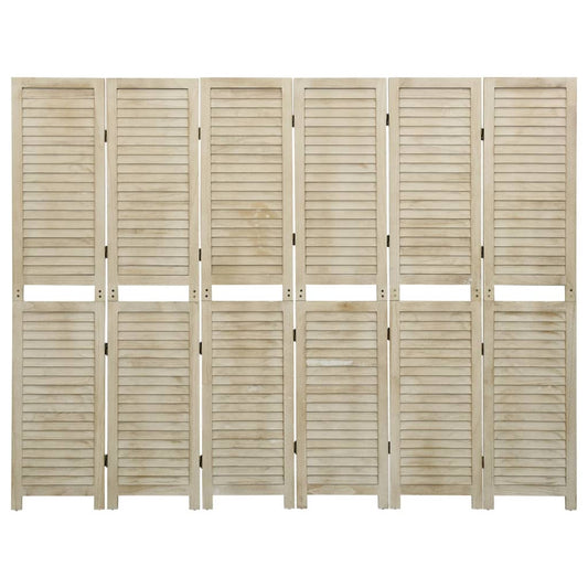 Divisorio a 6 Pannelli 210 x 165 cm Legno Massello di Paulownia