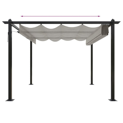 Pergola da Giardino con Tetto Retrattile 3x3 m Crema