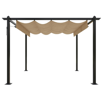 Pergola da Giardino con Tetto Retrattile 3x3 m Tortora