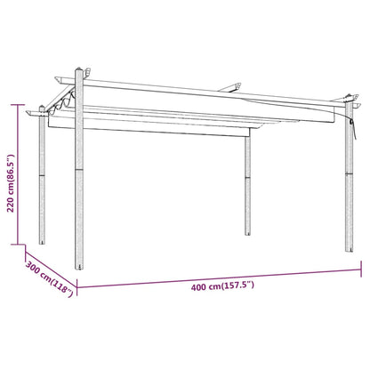 Pergola da Giardino con Tetto Retrattile 4x3 m Tortora