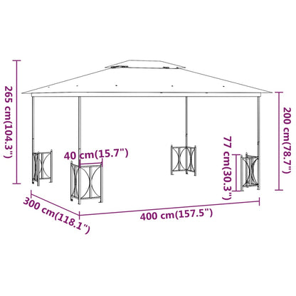 Gazebo con Teli Laterali e Doppio Tetto 3x4 m Antracite
