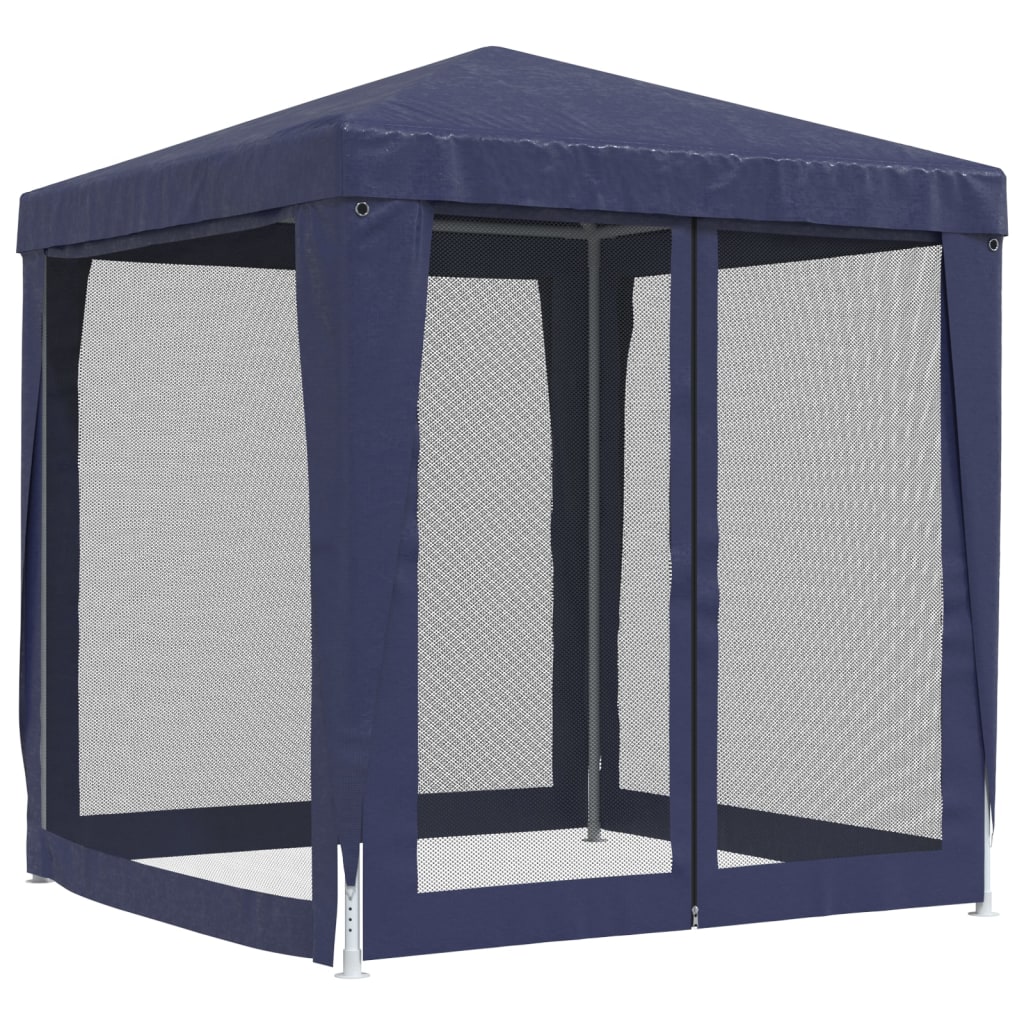 Tenda per Feste con 4 Pareti Laterali in Rete Blu 2x2 m HDPE