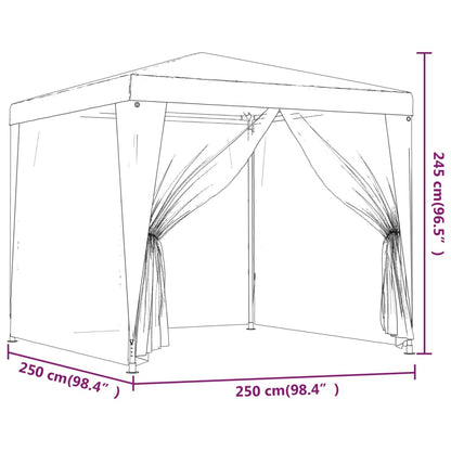 Tenda per Feste 4 Pareti Laterali in Rete Rossa 2,5x2,5m HDPE