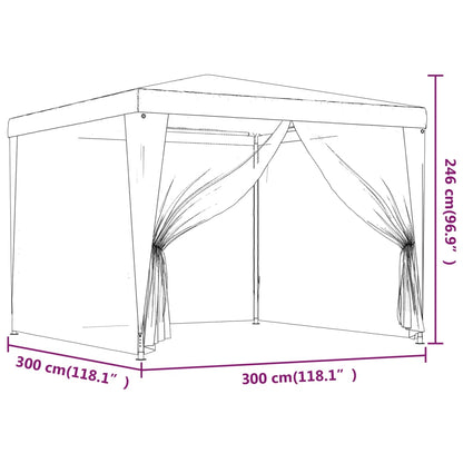 Tenda per Feste con 4 Pareti in Rete Antracite 3x3 m in HDPE
