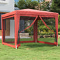 Tenda per Feste con Pareti Laterali in Rete Rossa 3x3 m HDPE
