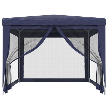 Tenda per Feste con 4 Pareti Laterali in Rete Blu 3x4 m HDPE