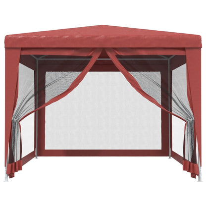 Tenda per Feste con Pareti Laterali in Rete Rossa 3x4 m HDPE