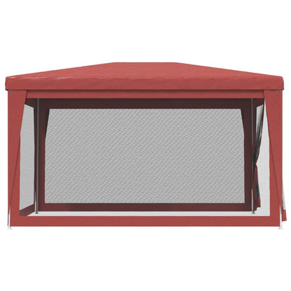 Tenda per Feste con Pareti Laterali in Rete Rossa 3x4 m HDPE