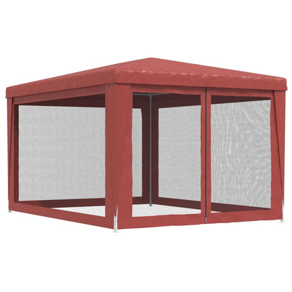 Tenda per Feste con Pareti Laterali in Rete Rossa 3x4 m HDPE