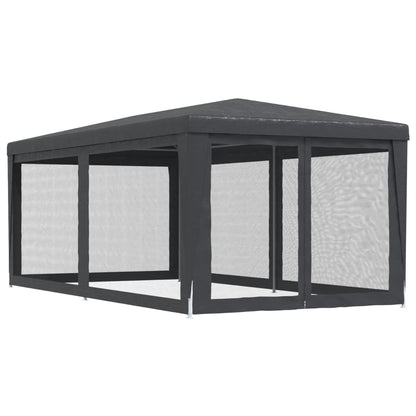 Tenda per Feste 6 Pareti Laterali in Rete Antracite 3x6 m HDPE