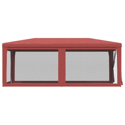 Tenda per Feste con 6 Pareti Laterali in Rete Rossa 3x6 m HDPE