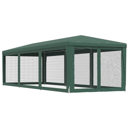 Tenda per Feste con 8 Pareti Laterali in Rete Verde 3x9 m HDPE
