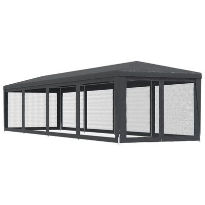 Tenda per Feste con 10 Pareti in Rete Antracite 3x12 m in HDPE