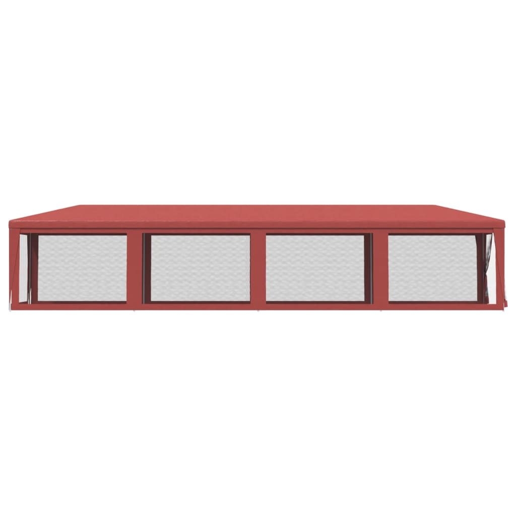 Tenda per Feste con 10 Pareti Laterali in Rete Rossa 3x12m HDPE