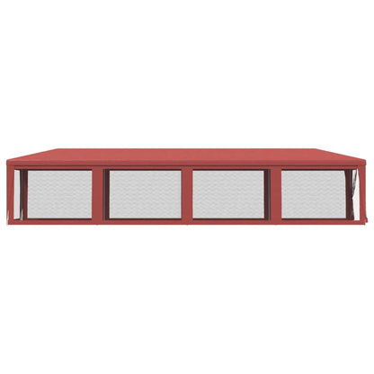 Tenda per Feste con 10 Pareti Laterali in Rete Rossa 3x12m HDPE