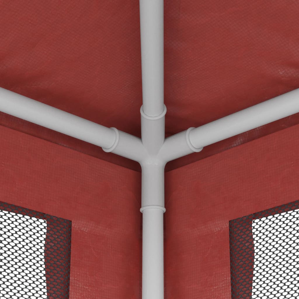 Tenda per Feste con 10 Pareti Laterali in Rete Rossa 3x12m HDPE