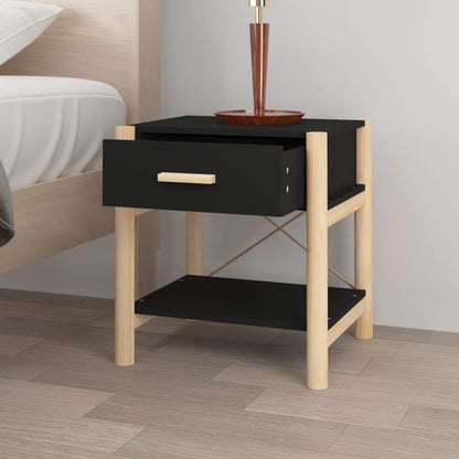 Tavolini da Letto 2pz Nero 42x38x45 cm in Legno Multistrato