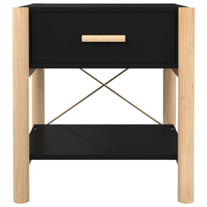 Tavolini da Letto 2pz Nero 42x38x45 cm in Legno Multistrato