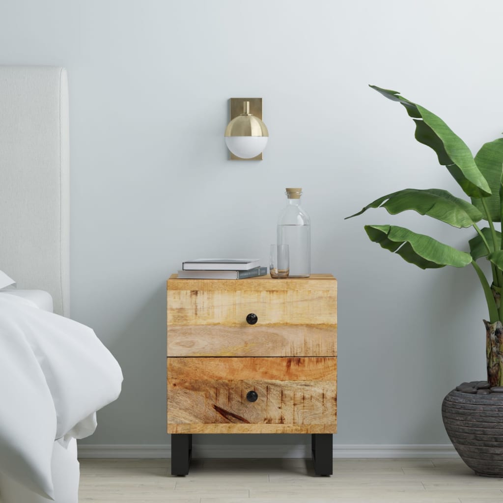 Comodini 2pz 40x33x46 cm in Legno Massello di Mango