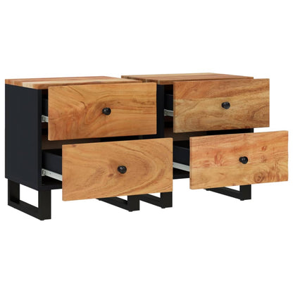 Comodini 2pz 40x33x46 cm in Legno Massello di Acacia