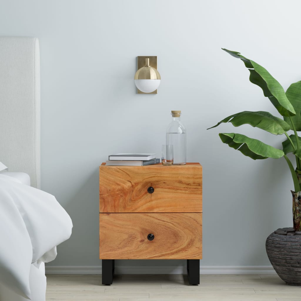 Comodini 2pz 40x33x46 cm in Legno Massello di Acacia
