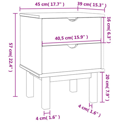 Comodino OTTA 45x39x57 cm in Legno Massello di Pino