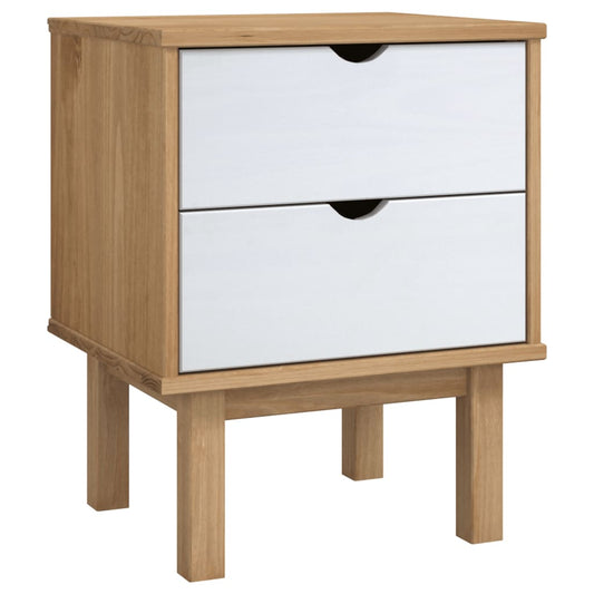 Comodino OTTA Marrone e Grigio 45x39x57 cm in Legno di Pino