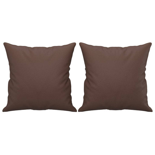 Cuscini Decorativi 2pz Marrone 40x40 cm in Similpelle